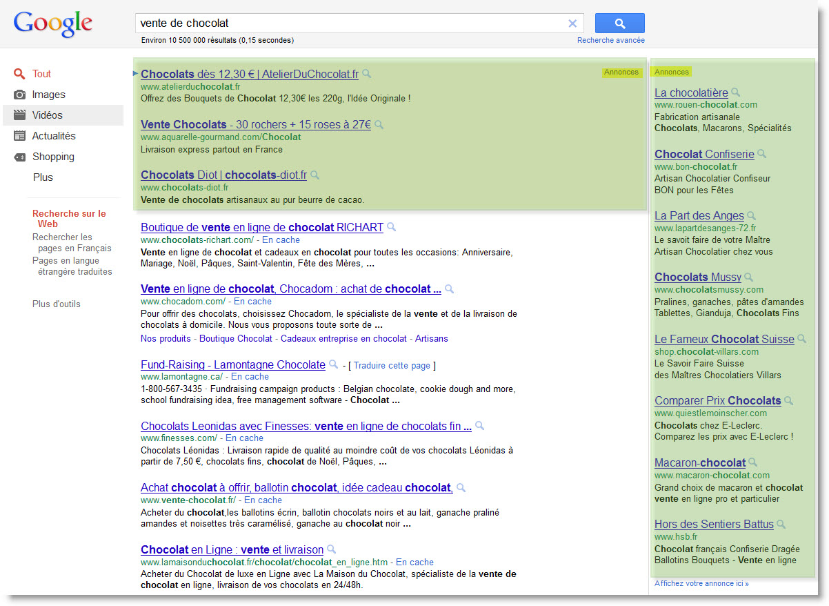 Exemples de r�sultats avec des liens sponsoris�s